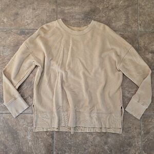 Tan Side Slit T&T Sweatshirt Long Sleeve